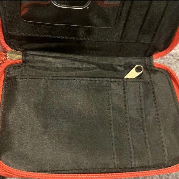 Mini Orange Peach Wallet Chain Purse with Detachable Keyring - Picture 5 of 8